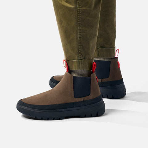 MISE Chelsea Boots in brown on foot lateral view