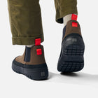 MISE Chelsea Boot in brown on foot heel view