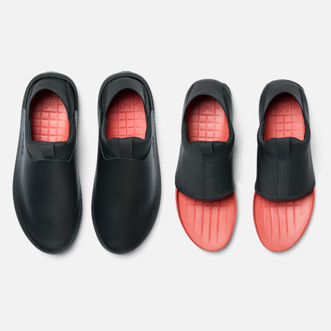 MISE Relaxed 2 kitchen shoes in black with additional insoles toe down view