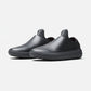 MISE Standard black leather non-slip kitchen shoes, angle view